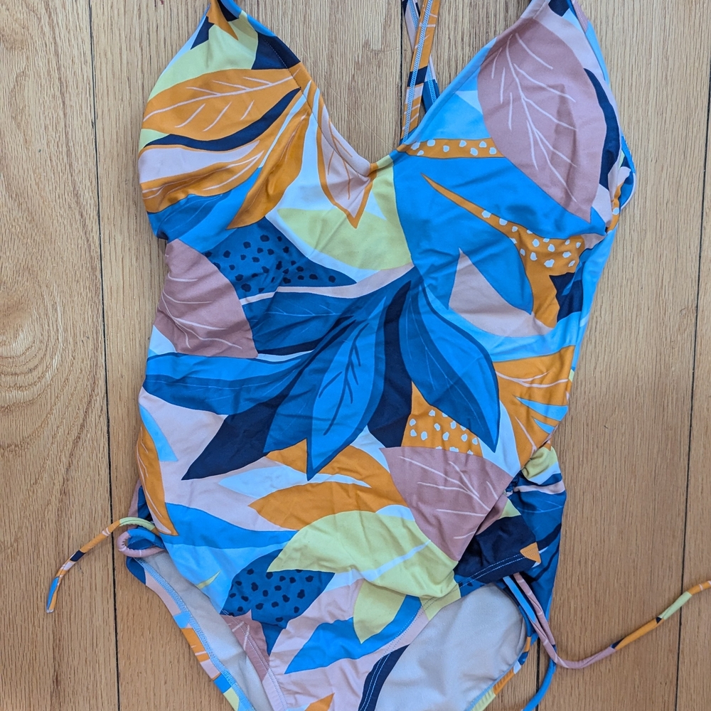Colorful Leaf Print Swimsuit